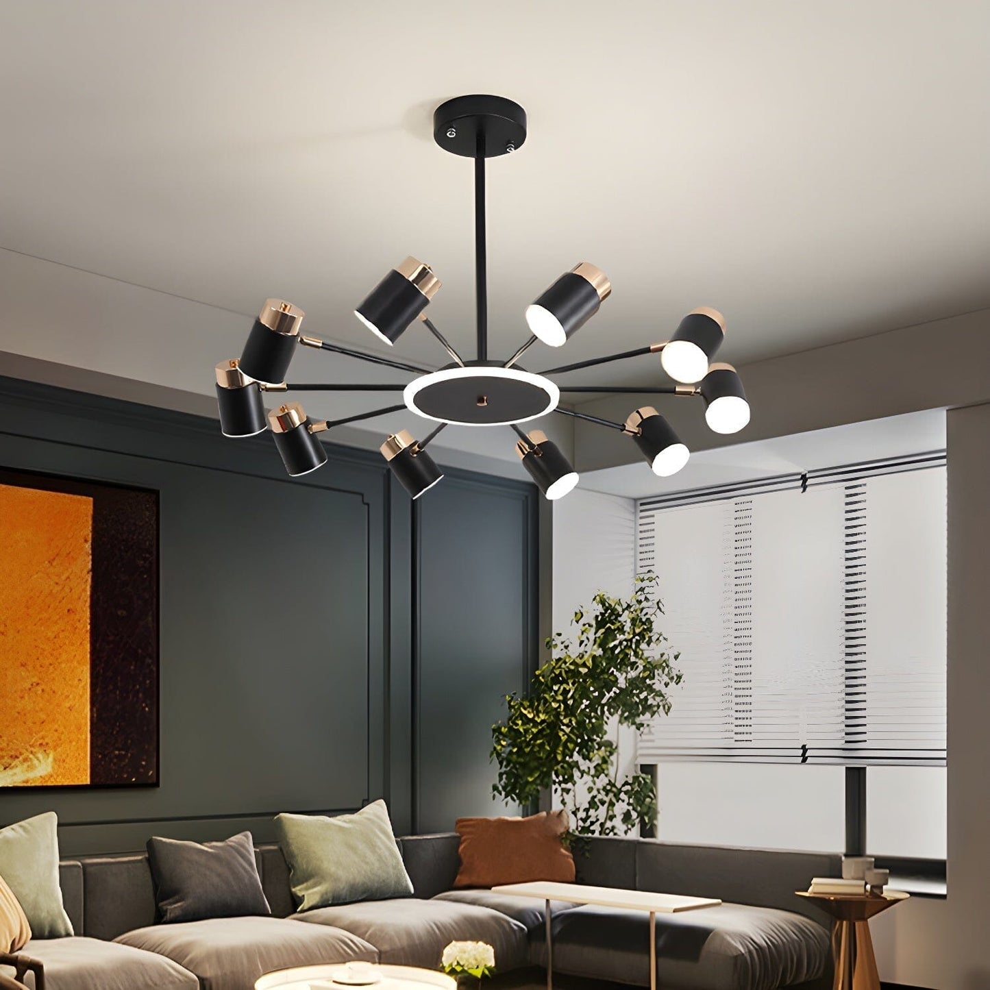 Contemporary Black & Gold Ceiling Light with LED Bulbs for Elegant Home Décor