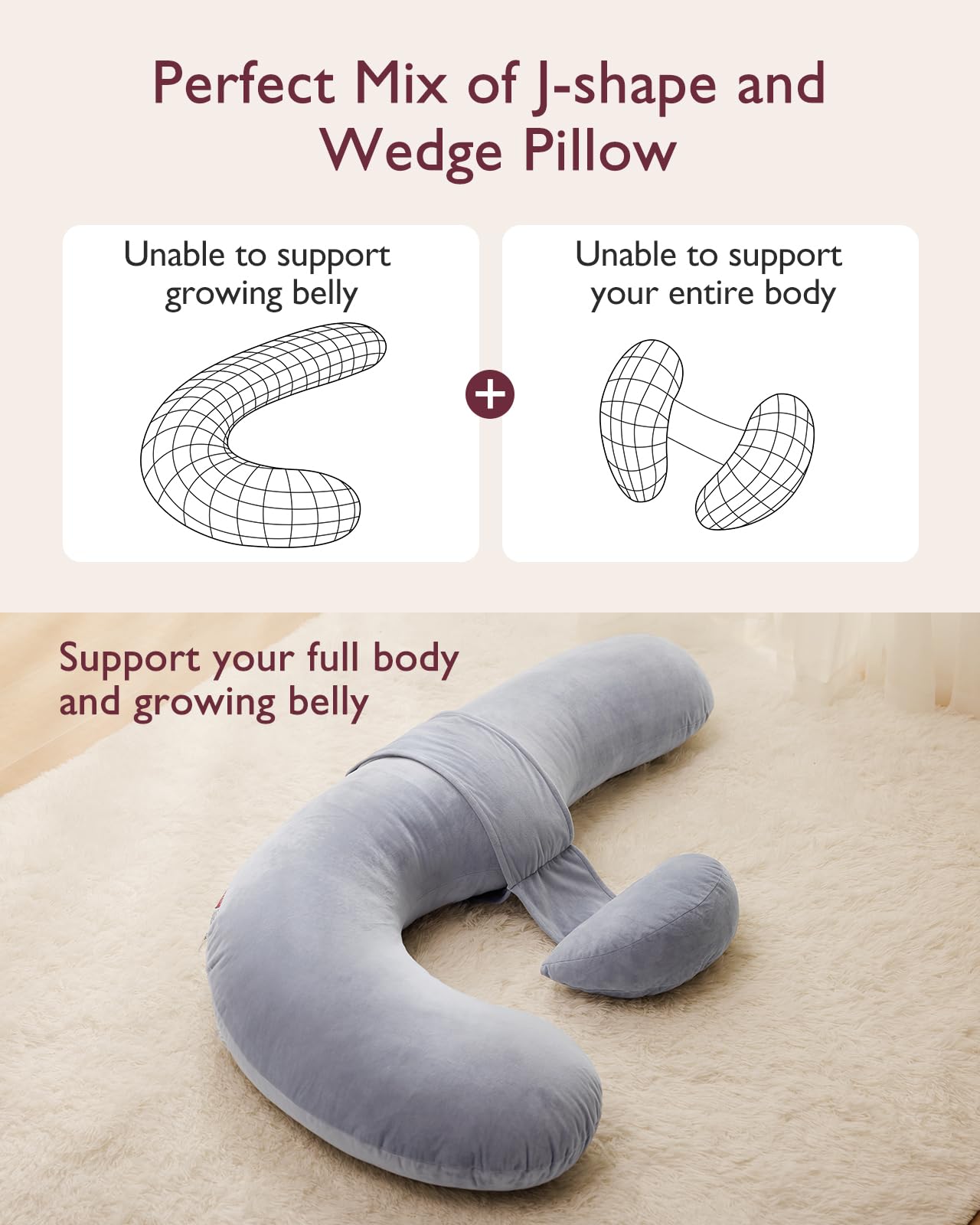 Adjustable Pregnancy Pillow with Wedge Cushion for Maternity Comfort and Support