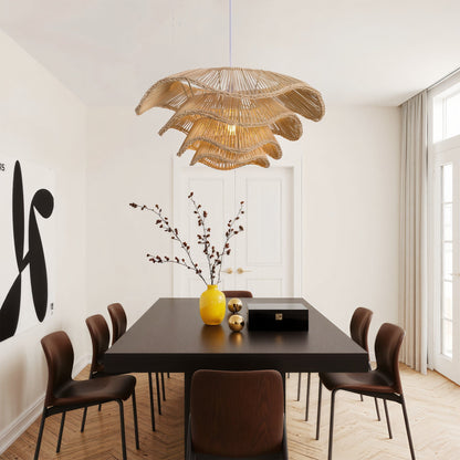 Multi-Tiered Rattan Ceiling Light Pendant Lamp for Home Décor