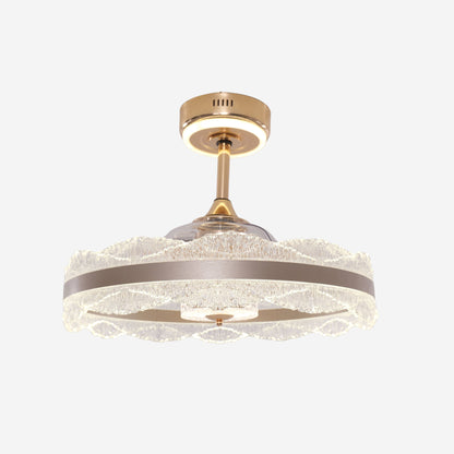 Premium Gold Frame Ceiling Light with Retractable Blades and LED Fan