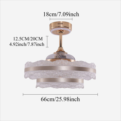 Premium Gold Frame Ceiling Light with Retractable Blades and LED Fan