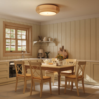 Handwoven Bamboo Ceiling Light – Zen-Style LED Fixture for Home Décor