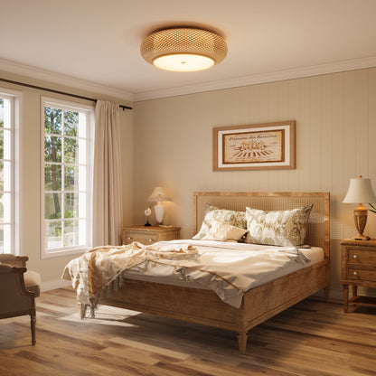 Handwoven Bamboo Ceiling Light – Zen-Style LED Fixture for Home Décor