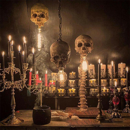 Eerie LED Skull Spine Bedside Lamp - Macabre Halloween Decor
