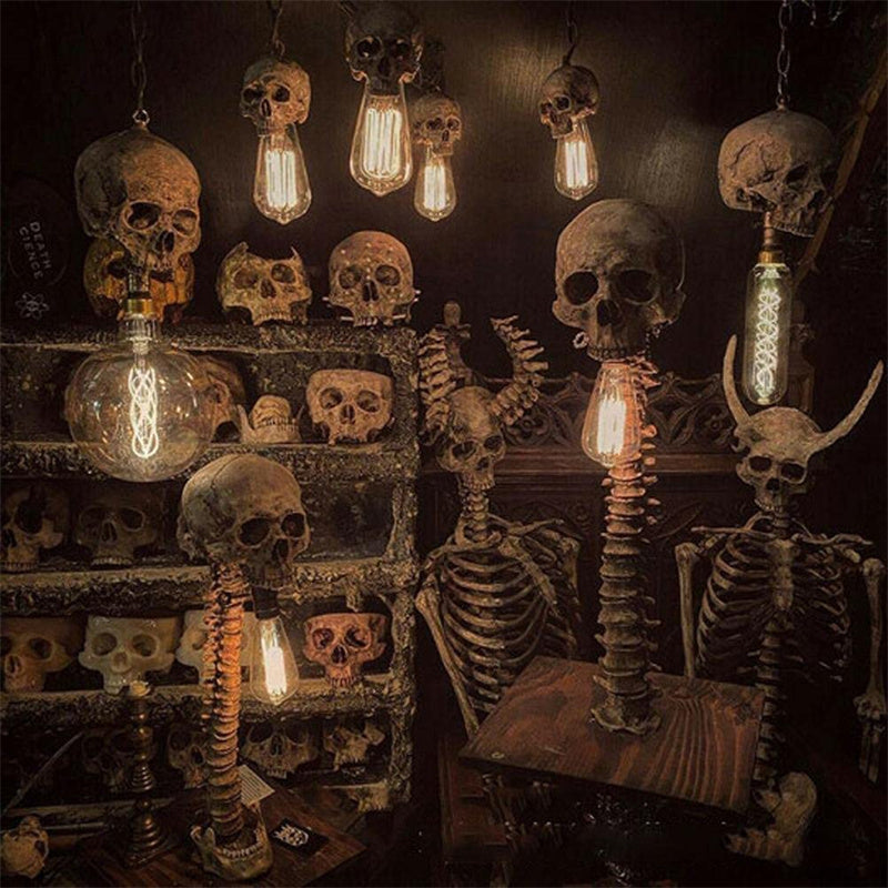 Eerie LED Skull Spine Bedside Lamp - Macabre Halloween Decor