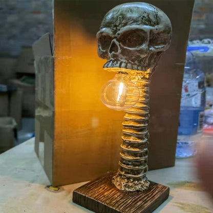 Eerie LED Skull Spine Bedside Lamp - Macabre Halloween Decor