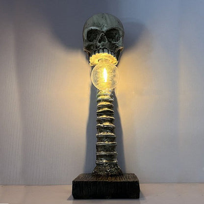 Eerie LED Skull Spine Bedside Lamp - Macabre Halloween Decor