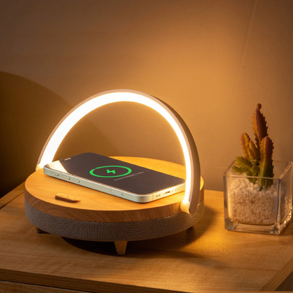 Bedside Lamp with Wireless Charger & Bluetooth Speaker - Contemporary Design
