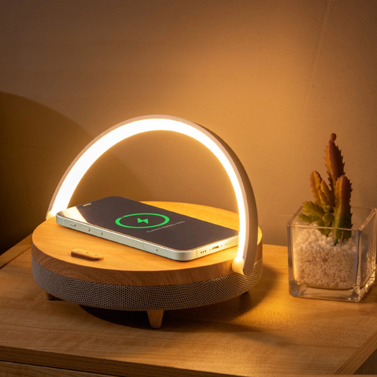Bedside Lamp with Wireless Charger & Bluetooth Speaker - Contemporary Design