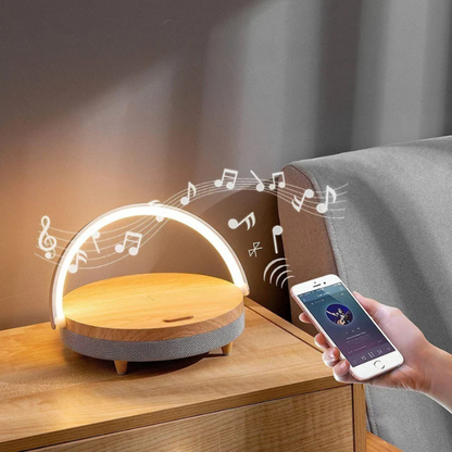 Bedside Lamp with Wireless Charger & Bluetooth Speaker - Contemporary Design