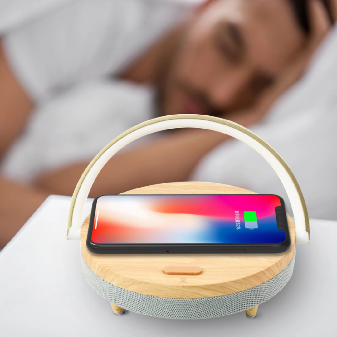Bedside Lamp with Wireless Charger & Bluetooth Speaker - Contemporary Design