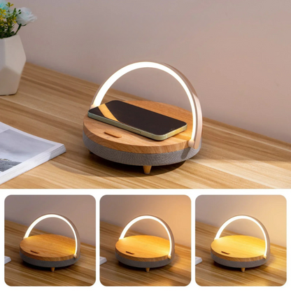 Bedside Lamp with Wireless Charger & Bluetooth Speaker - Contemporary Design