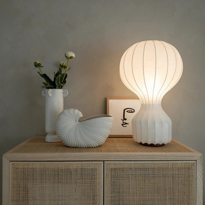 Contemporary Japanese Wabi Sabi Silk Bedside Lamp - Chic Home Lighting Décor