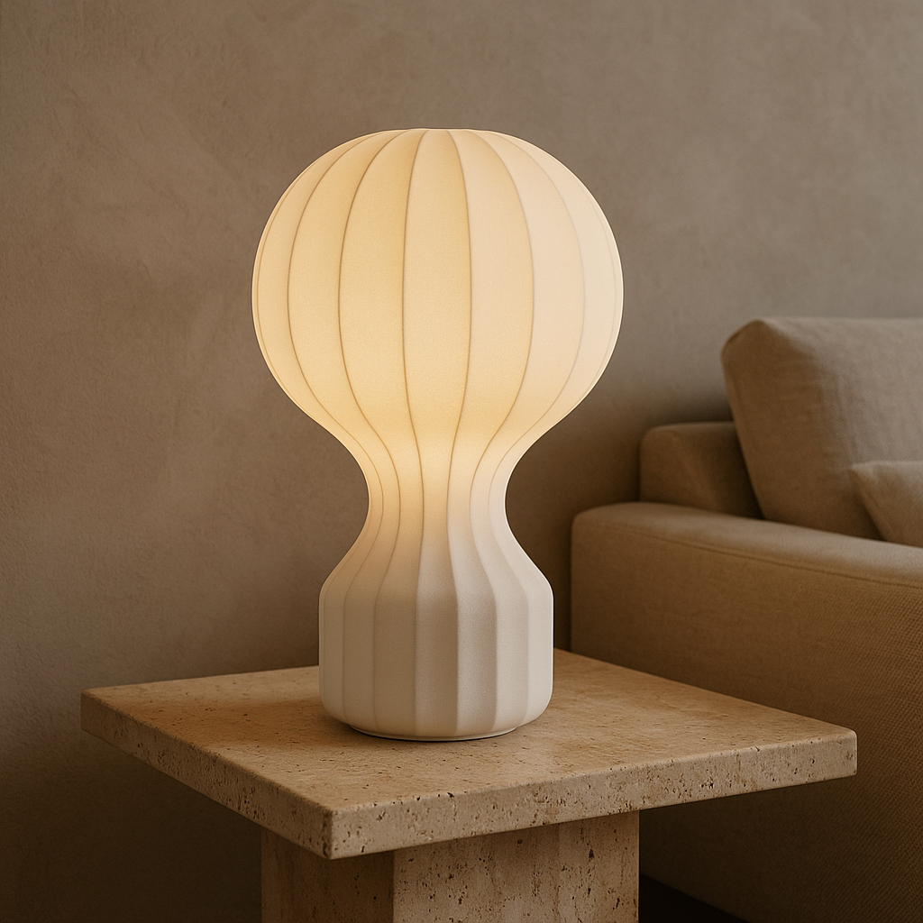 Contemporary Japanese Wabi Sabi Silk Bedside Lamp - Chic Home Lighting Décor