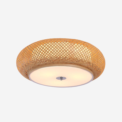 Handwoven Bamboo Ceiling Light – Zen-Style LED Fixture for Home Décor