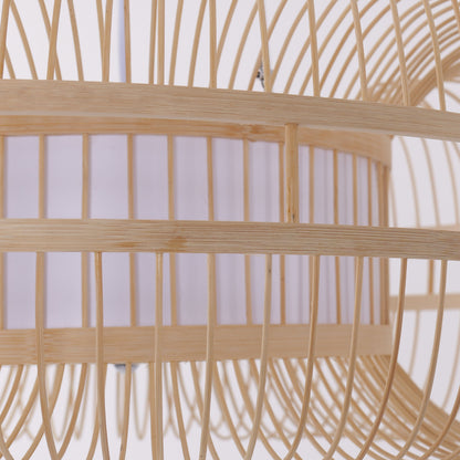 Drum-Shaped LED Bamboo Ceiling Light - Contemporary Pendant Fixture