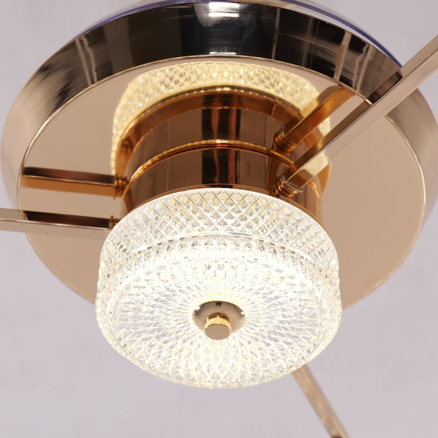 60cm Contemporary Gold Crystal Ceiling Fan with Light - Chic Ceiling Light