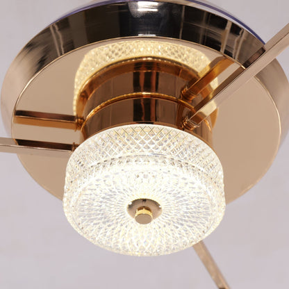 60cm Contemporary Gold Crystal Ceiling Fan with Light - Chic Ceiling Light