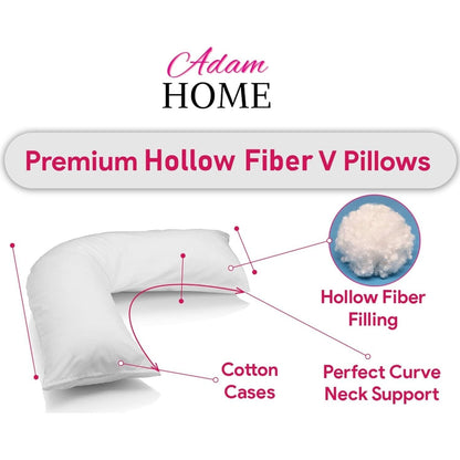 V Shaped Pillow with Case - Extra Filled Neck Support for Pregnancy