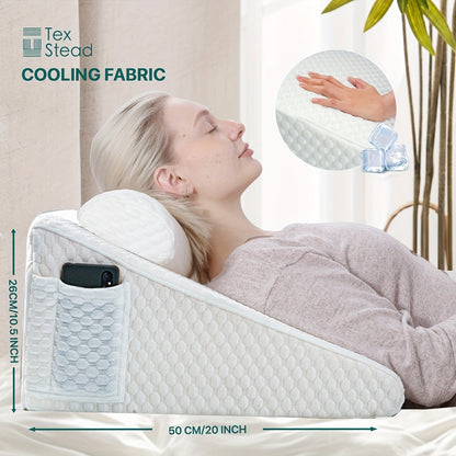 Wedge Pillow for Side Sleepers – Triangle Neck Support, Pregnancy Cushion, Bed Elevation, Soft Comfort