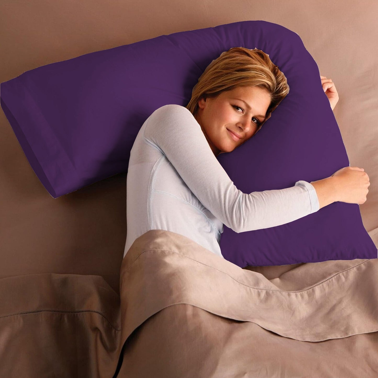 V Shaped Pillow with Case - Extra Filled Neck Support for Pregnancy