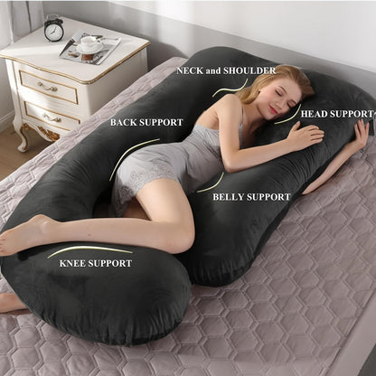 J Shaped Pregnancy Pillow for Sleeping, Full Body Maternity Pillow