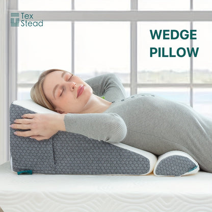 Wedge Pillow for Side Sleepers – Triangle Neck Support, Pregnancy Cushion, Bed Elevation, Soft Comfort