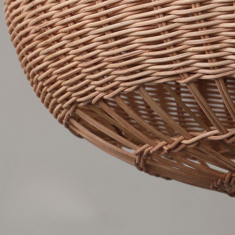 Handcrafted Rattan Ceiling Light in Flat Round Basket Shape